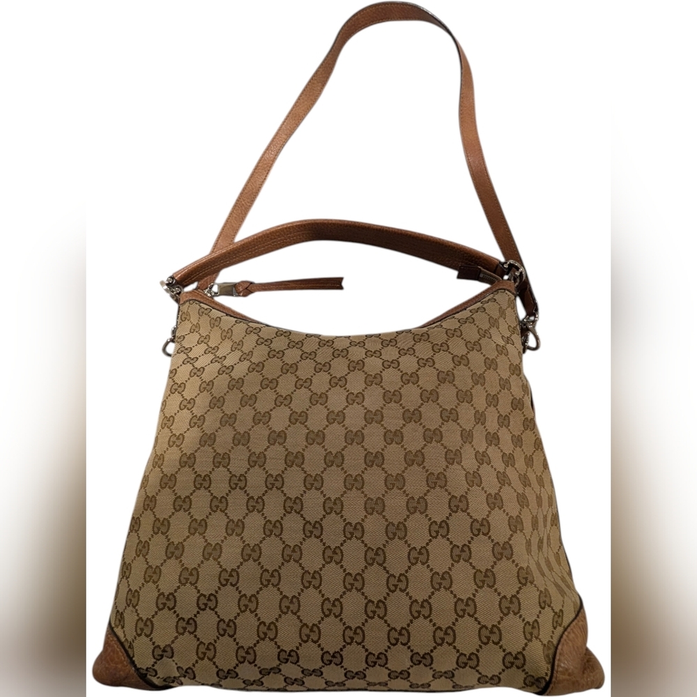 Gucci Brown and Cream Monogram Shoulder Bag